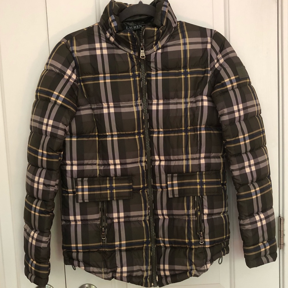RL Green Plaid Puffer Jacket